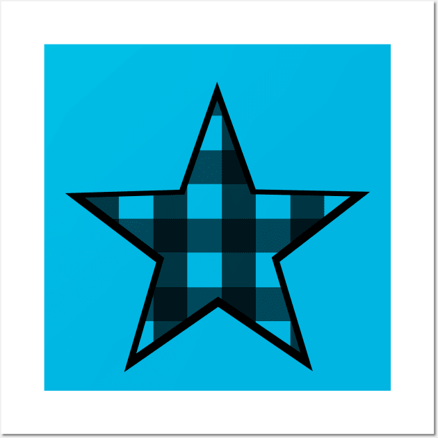 Blue and Black Buffalo Plaid Star Wall Art by bumblefuzzies